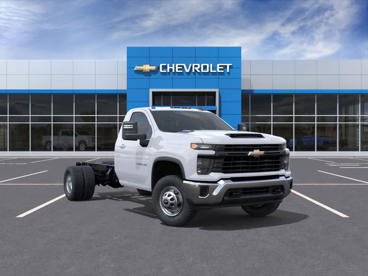 2026 Chevrolet Silverado 3500 HD Chassis Cab Work Truck in Summit White — front three-quarter view