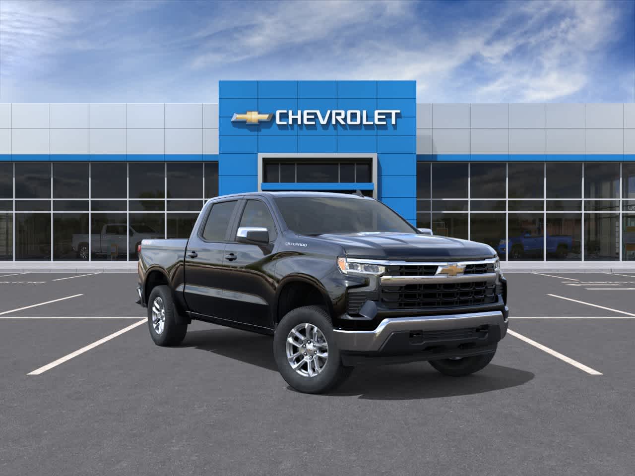 2026 Chevrolet Silverado 1500 LT in Black — front three-quarter view
