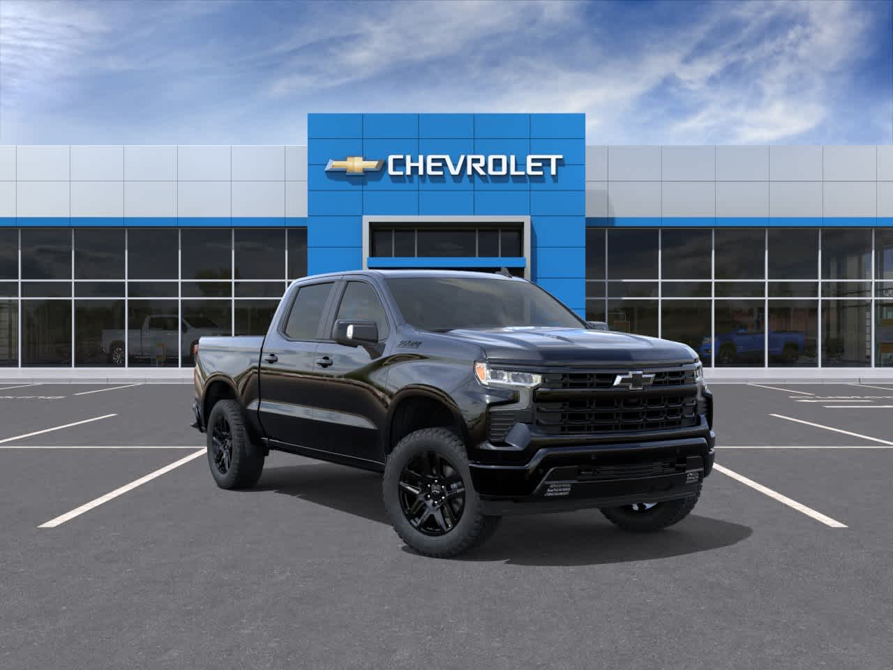 2026 Chevrolet Silverado 1500 RST in Black — front three-quarter view