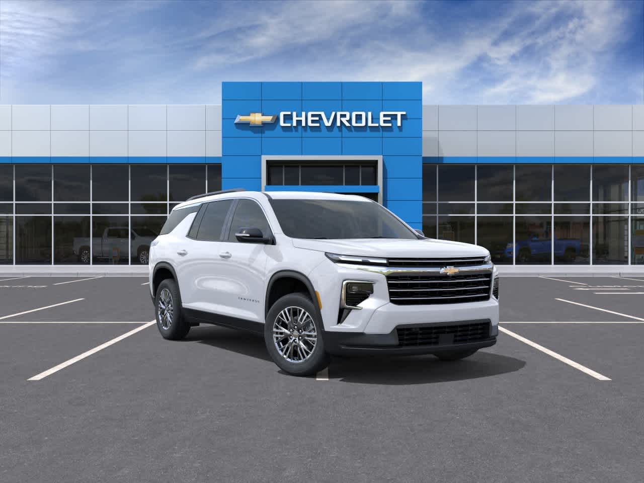 2026 Chevrolet Traverse LT in Summit White — front three-quarter view