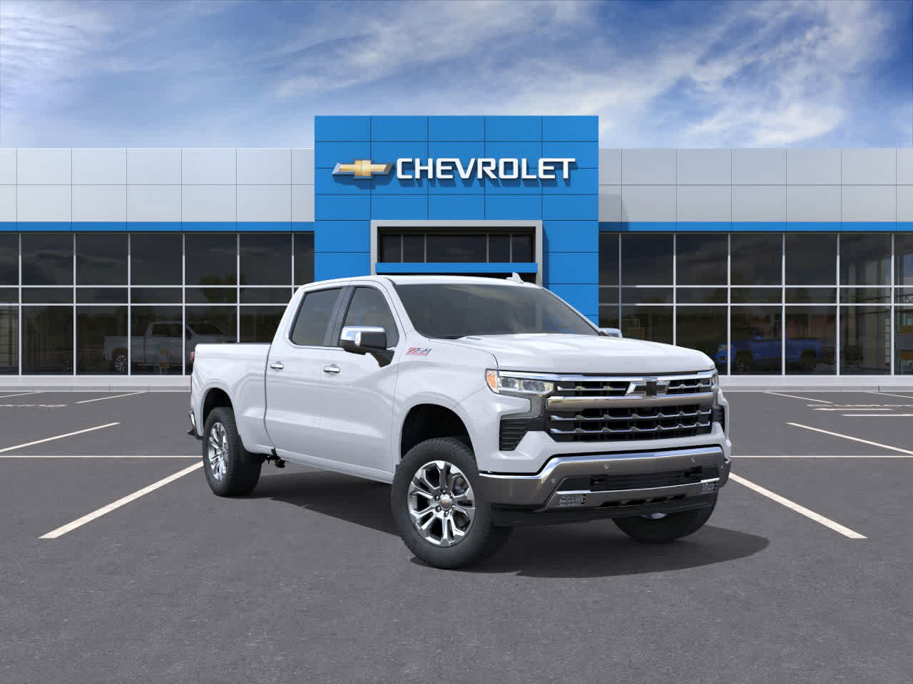 2026 Chevrolet Silverado 1500 LTZ in Polar White Tricoat — front three-quarter view